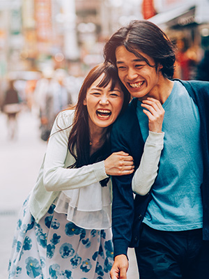 happy man and woman